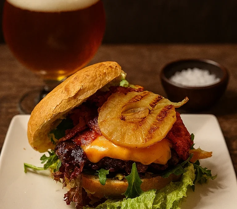 Aloha burger met gegrilde ananas